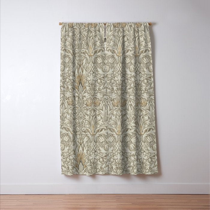 William Morris Vintage Snakeshead Stone Cream Pattern Window Curtain Gallery Image 3