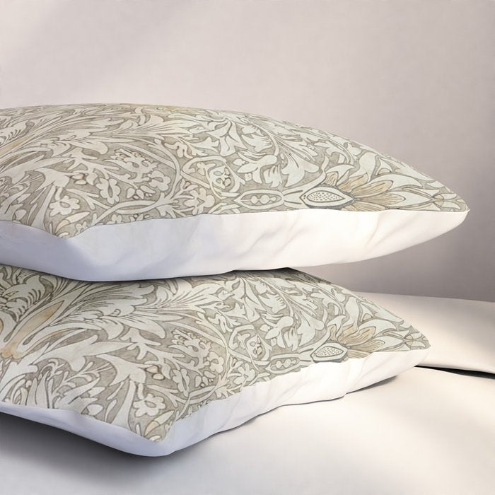 William Morris Vintage Snakeshead Stone Cream Pattern Pillow Sham Gallery Image 3