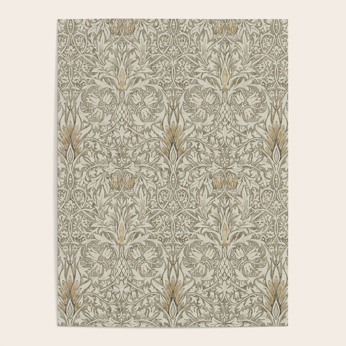 William Morris Vintage Snakeshead Stone Cream Pattern Poster Gallery Image 4
