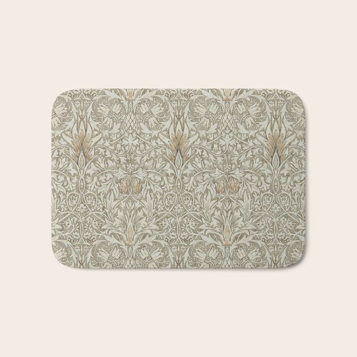 William Morris Vintage Snakeshead Stone Cream Pattern Bath Mat Gallery Image 1
