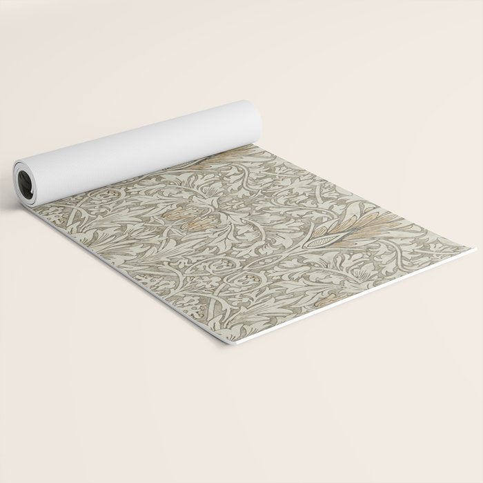 William Morris Vintage Snakeshead Stone Cream Pattern Yoga Mat Gallery Image 2