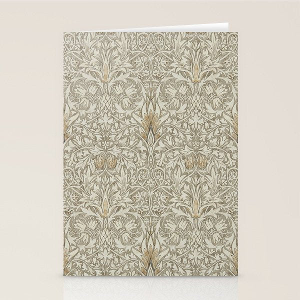 William Morris Vintage Snakeshead Stone Cream Pattern Stationery Card Gallery Image 1