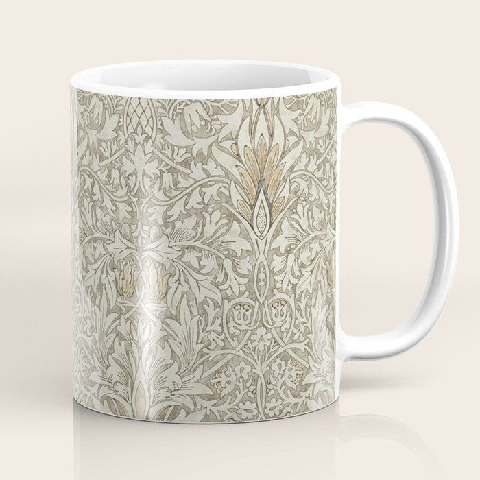 William Morris Vintage Snakeshead Stone Cream Pattern Coffee Mug Gallery Image 1