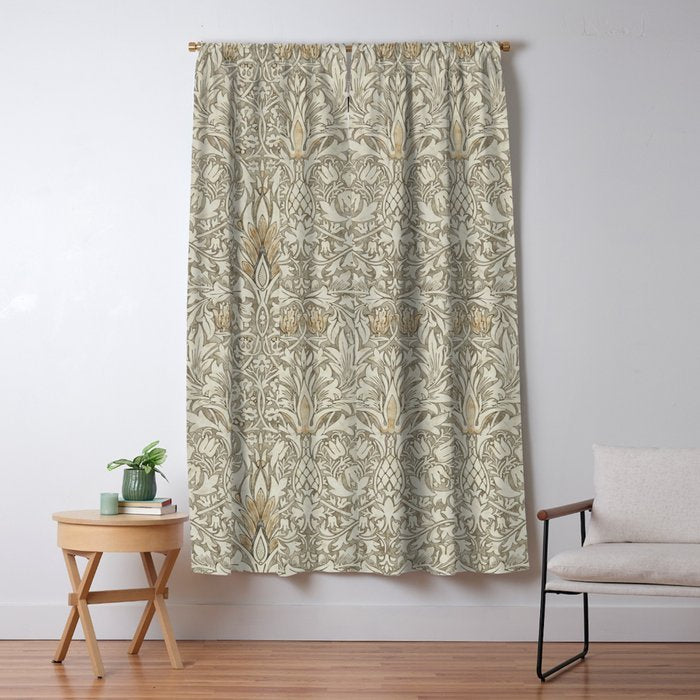 William Morris Vintage Snakeshead Stone Cream Pattern Window Curtain Gallery Image 1