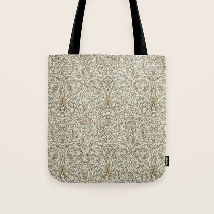 William Morris Vintage Snakeshead Stone Cream Pattern Tote Bag Gallery Image 1