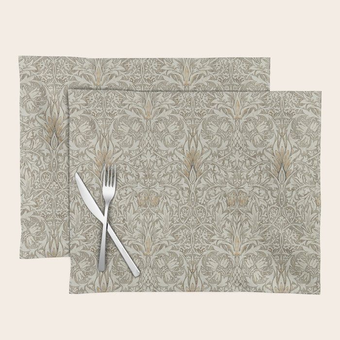 William Morris Vintage Snakeshead Stone Cream Pattern Placemat Gallery Image 1