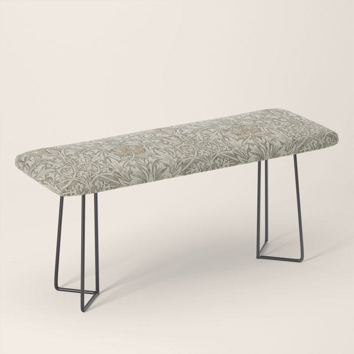 William Morris Vintage Snakeshead Stone Cream Pattern Bench Gallery Image 1