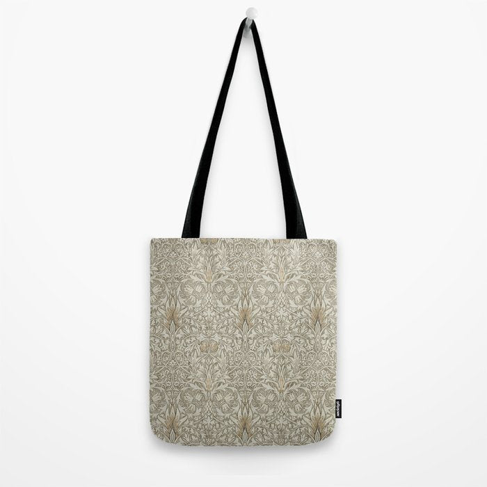 William Morris Vintage Snakeshead Stone Cream Pattern Tote Bag Gallery Image 2