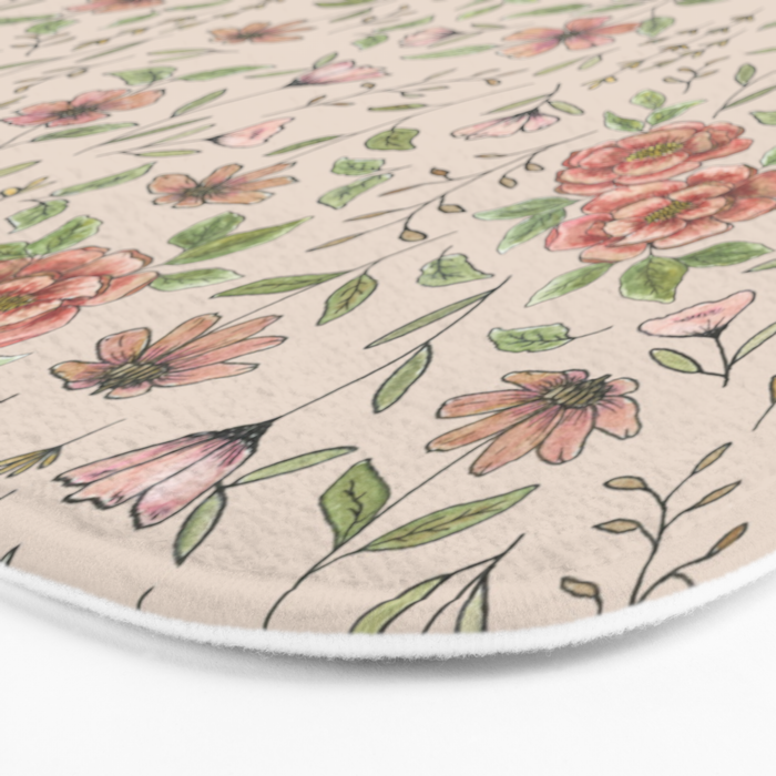 Spring Floral Pattern Bath Mat Gallery Image 3