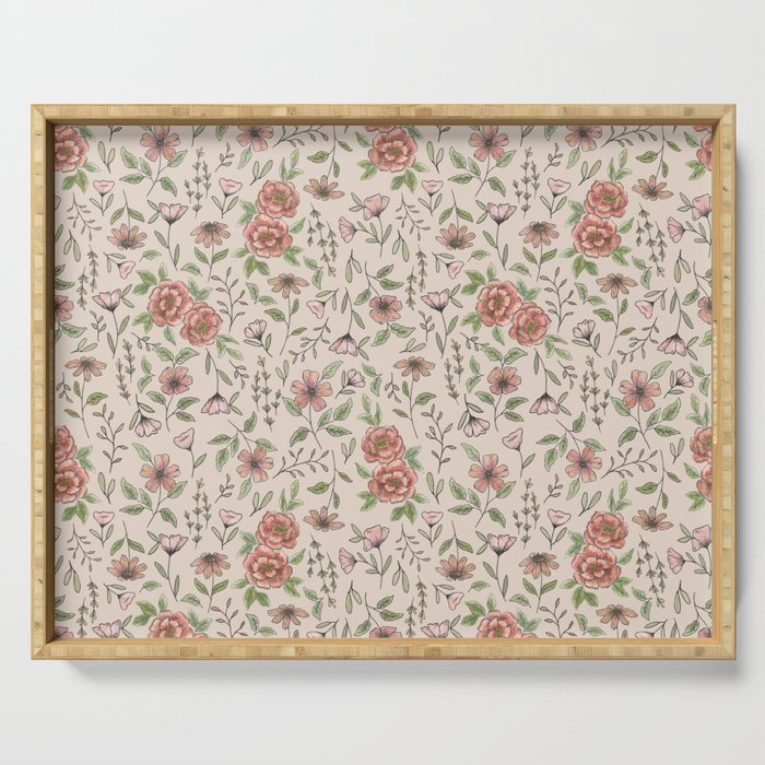 Spring Floral Pattern Serving Tray Gallery Image 1