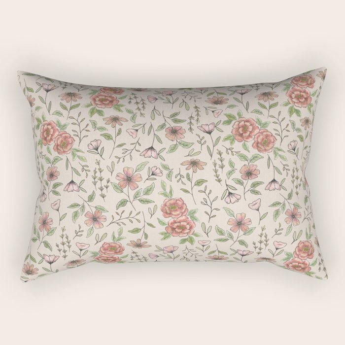 Spring Floral Pattern Rectangular Pillow Gallery Image 2