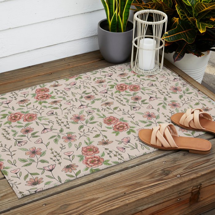 Spring Floral Pattern Outdoor Rug Gallery Image 2