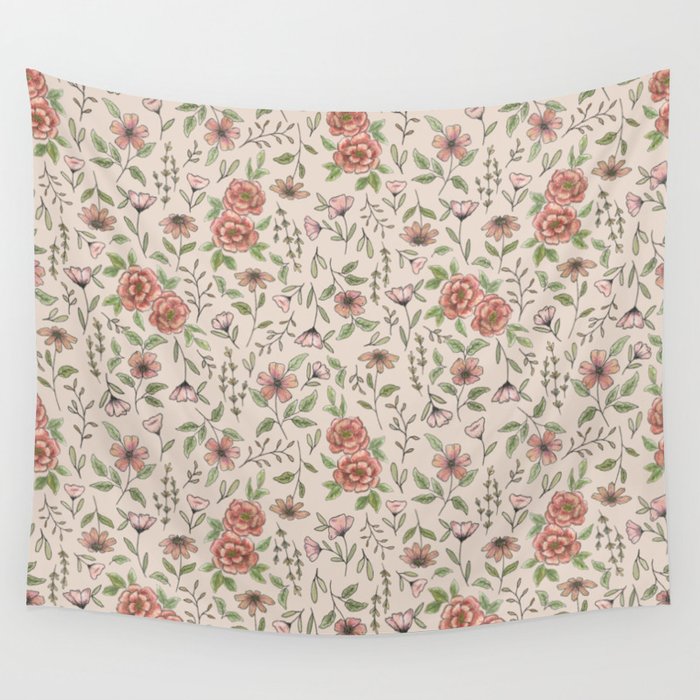 Spring Floral Pattern Wall Tapestry Gallery Image 4