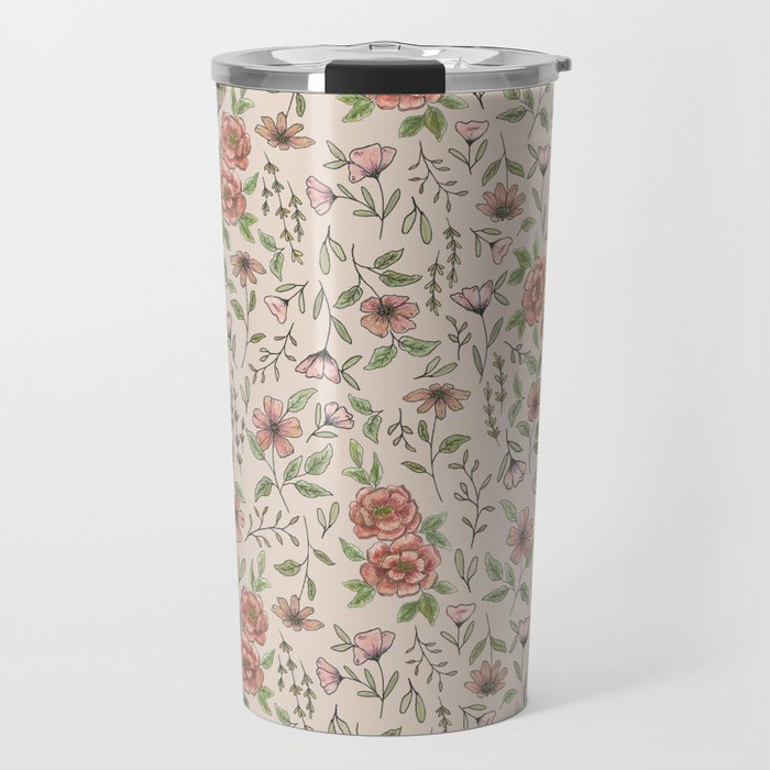 Spring Floral Pattern Travel Mug Gallery Image 1