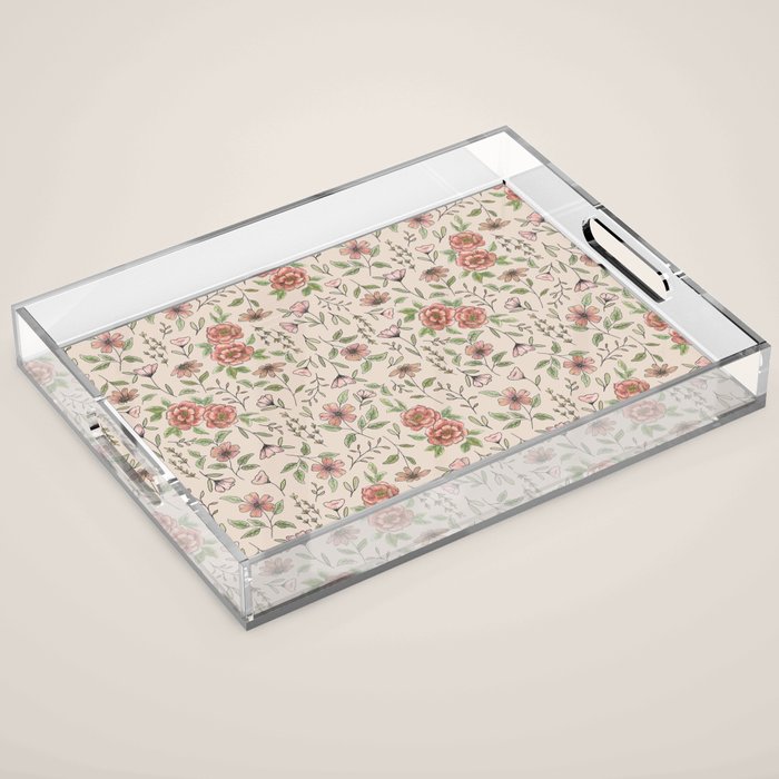 Spring Floral Pattern Acrylic Tray Gallery Image 1