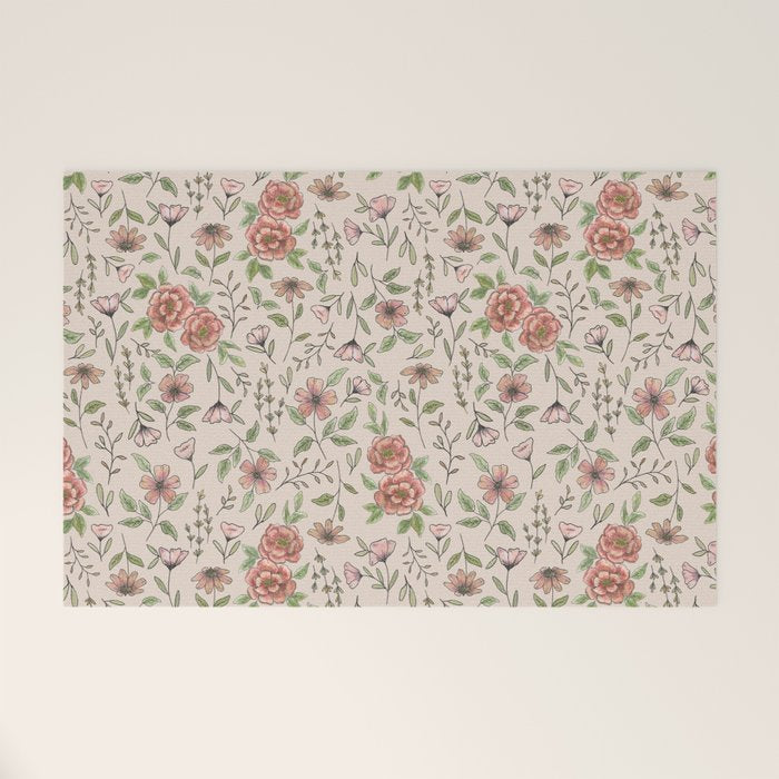 Spring Floral Pattern Welcome Mat Gallery Image 1