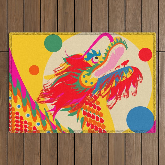 Colorful Dragon Outdoor Rug Gallery Image 1