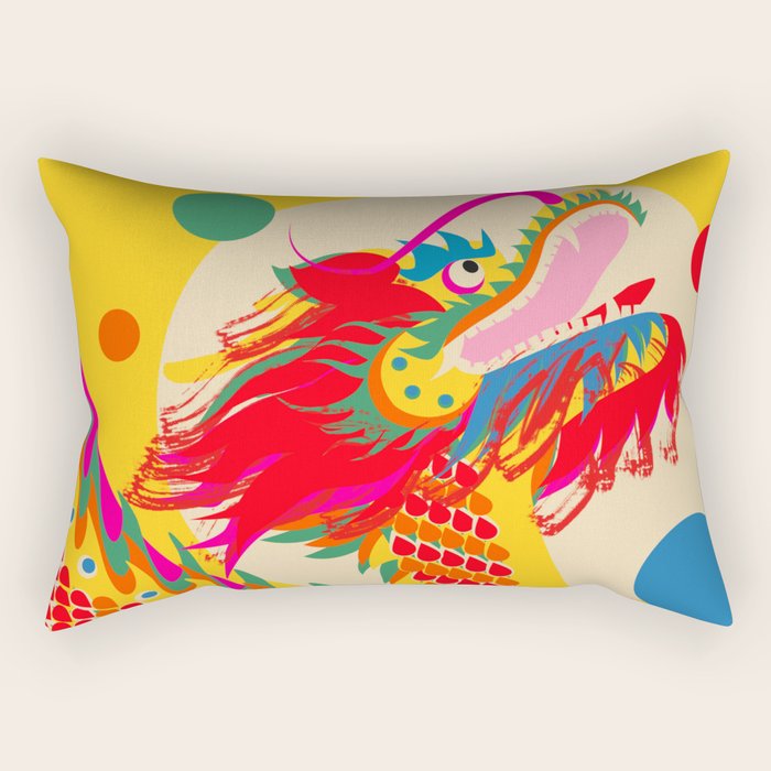 Colorful Dragon Rectangular Pillow Gallery Image 1