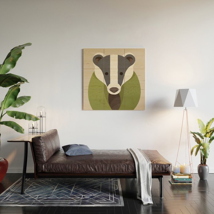 Whimsy Badger Wood Wall Art Gallery Image 2