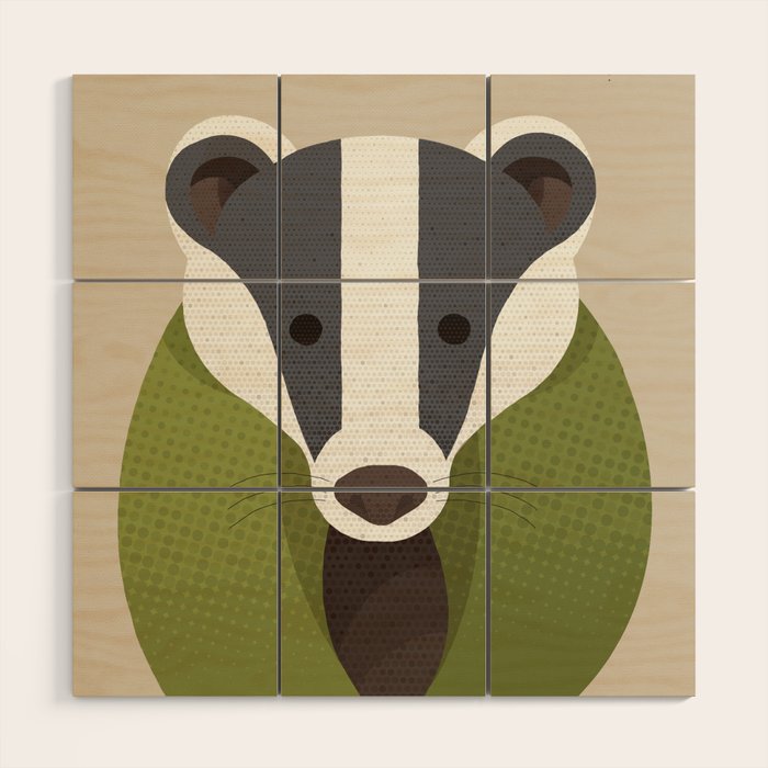 Whimsy Badger Wood Wall Art Gallery Image 1