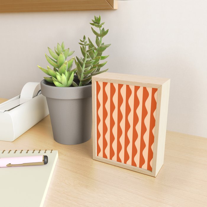 Retro Wavy Lines Pattern in Burnt Orange & Peach Mini Art Print Gallery Image 2