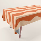 Retro Wavy Lines Pattern in Burnt Orange & Peach Tablecloth Gallery Image 1