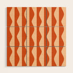 Retro Wavy Lines Pattern in Burnt Orange & Peach Wood Wall Art Gallery Image 1