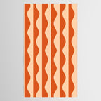 Retro Wavy Lines Pattern in Burnt Orange & Peach Tablecloth Gallery Image 2