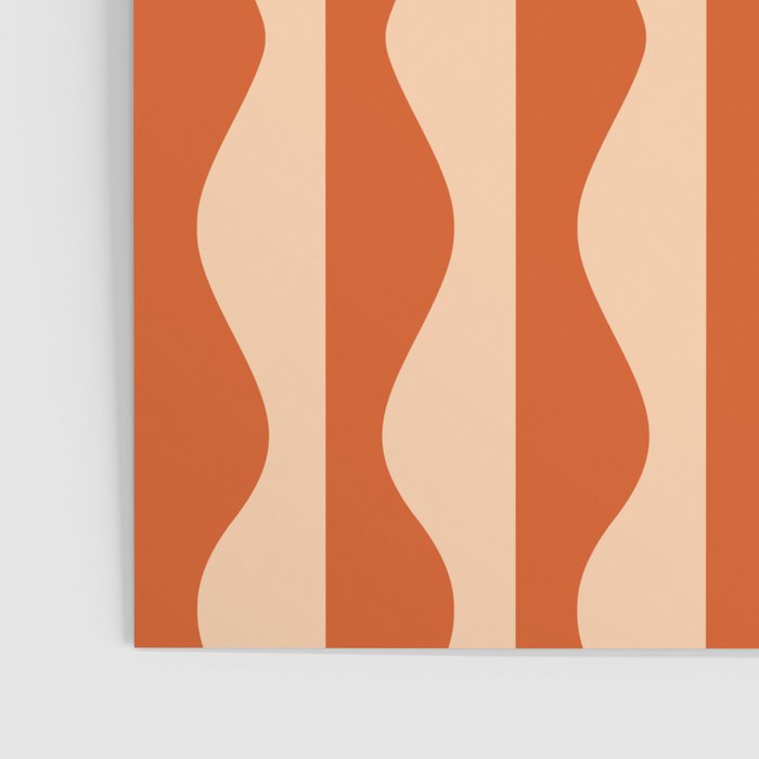 Retro Wavy Lines Pattern in Burnt Orange & Peach Poster Gallery Image 3