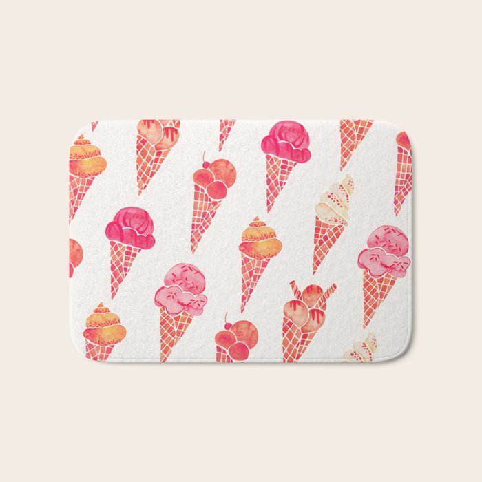 Ice Cream Cones - Pink & Peach Palette Bath Mat Gallery Image 1