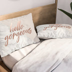 Hello Gorgeous, Rose Gold, Pink, Marble Pillow Sham Gallery Image 2