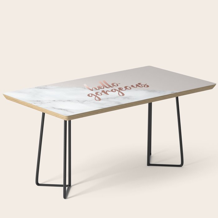 Hello Gorgeous, Rose Gold, Pink, Marble Coffee Table Gallery Image 1