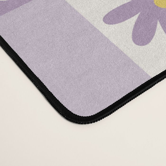 Flower Lavender Gingham Checker in Purple Desk Mat Gallery Image 4
