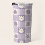 Flower Lavender Gingham Checker in Purple Travel Mug Gallery Image 3