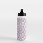 Flower Lavender Gingham Checker in Purple Water Bottle Gallery Image 3