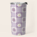 Flower Lavender Gingham Checker in Purple Travel Mug Gallery Image 2