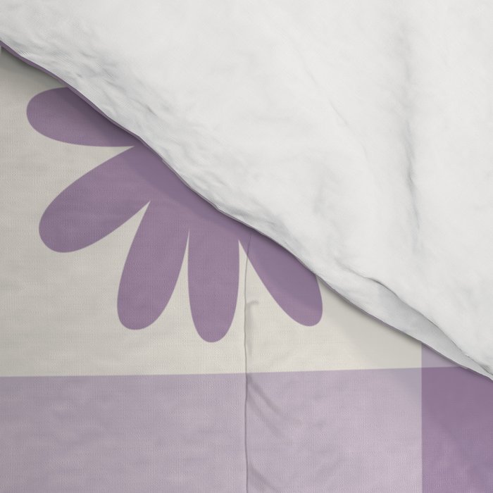 Flower Lavender Gingham Checker in Purple Comforter Gallery Image 4