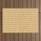 Rustic Herringbone in Mustard Yellow Outdoor Rug Gallery Image 1