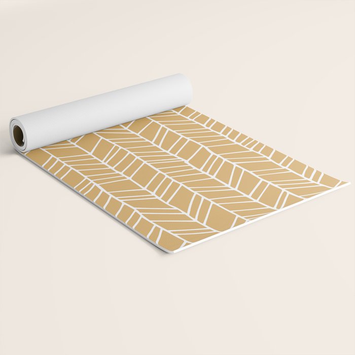 Rustic Herringbone in Mustard Yellow Yoga Mat Gallery Image 2