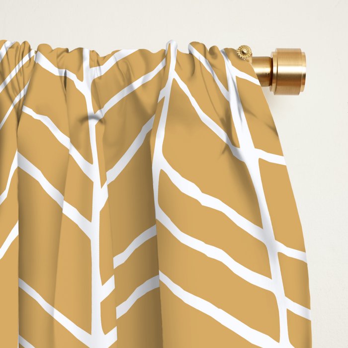 Rustic Herringbone in Mustard Yellow Window Curtain Gallery Image 2