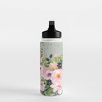 Floral Watercolor, Roses, Green and Pink Water Bottle Gallery Image 3