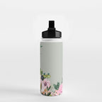 Floral Watercolor, Roses, Green and Pink Water Bottle Gallery Image 2