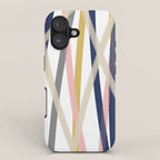 Ribbon Abstract in Mustard Yellow, Blush Pink, Navy Blue, Grey, Almond, and White Minimalist Modern Pattern iPhone Case Gallery Image 1