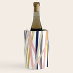 Ribbon Abstract in Mustard Yellow, Blush Pink, Navy Blue, Grey, Almond, and White Minimalist Modern Pattern Wine Chiller Gallery Image 2
