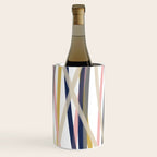 Ribbon Abstract in Mustard Yellow, Blush Pink, Navy Blue, Grey, Almond, and White Minimalist Modern Pattern Wine Chiller Gallery Image 3