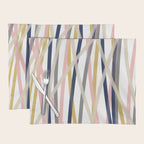 Ribbon Abstract in Mustard Yellow, Blush Pink, Navy Blue, Grey, Almond, and White Minimalist Modern Pattern Placemat Gallery Image 1