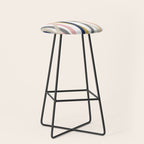 Ribbon Abstract in Mustard Yellow, Blush Pink, Navy Blue, Grey, Almond, and White Minimalist Modern Pattern Stool Gallery Image 1