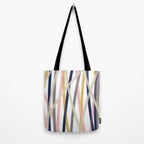 Ribbon Abstract in Mustard Yellow, Blush Pink, Navy Blue, Grey, Almond, and White Minimalist Modern Pattern Tote Bag Gallery Image 2