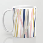 Ribbon Abstract in Mustard Yellow, Blush Pink, Navy Blue, Grey, Almond, and White Minimalist Modern Pattern Coffee Mug Gallery Image 3