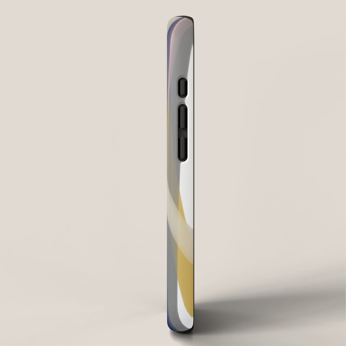 Ribbon Abstract in Mustard Yellow, Blush Pink, Navy Blue, Grey, Almond, and White Minimalist Modern Pattern iPhone Case Gallery Image 2